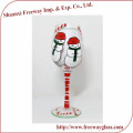 hand painted Christmas series red colored wine glasses